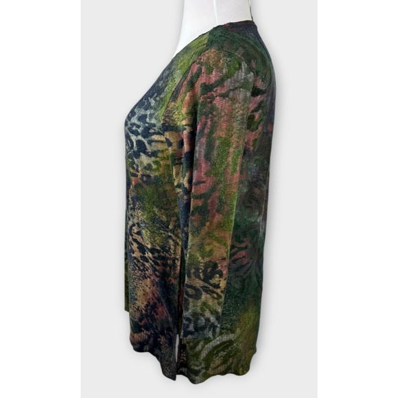 Ali Miles Mossy Print Textured Burnout Blouse Earth Tones Women's Size Medium - Picture 6 of 11